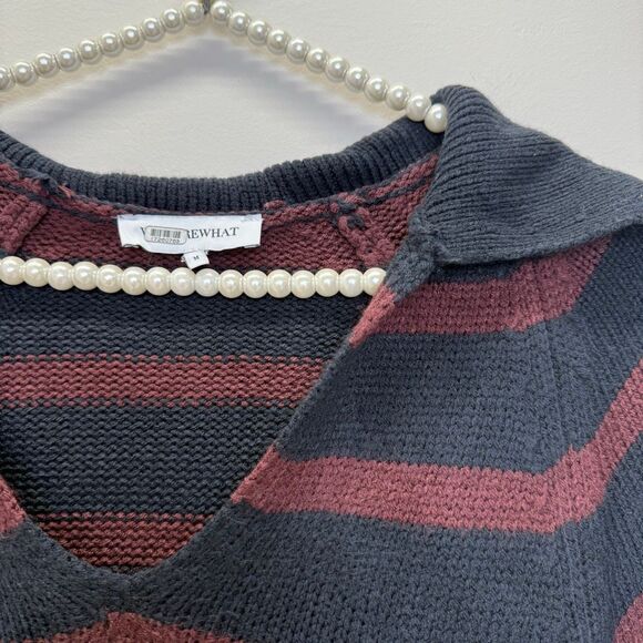 WEWOREWHAT Collarless V Neck Sweater🟠 - Picture 7 of 8